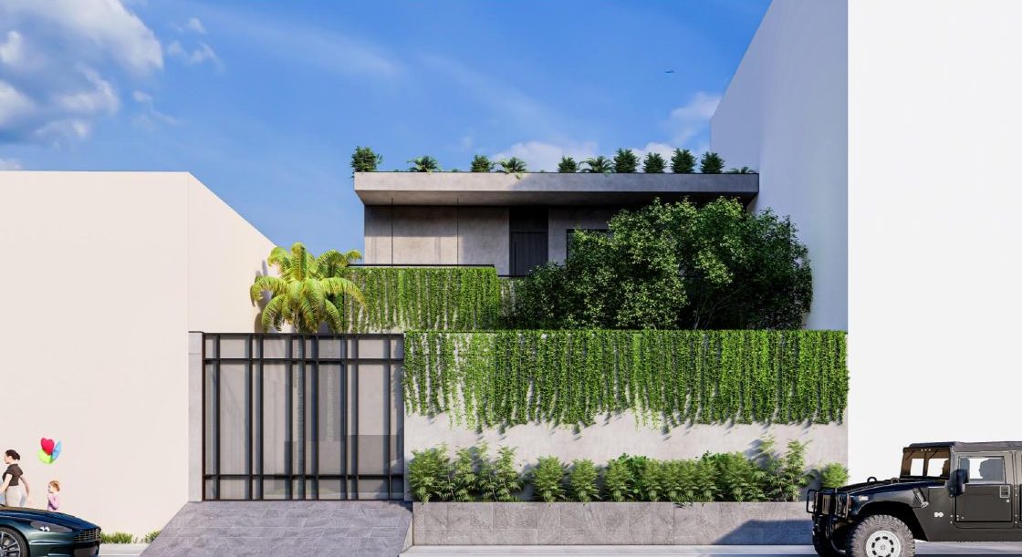 Facade render from the street