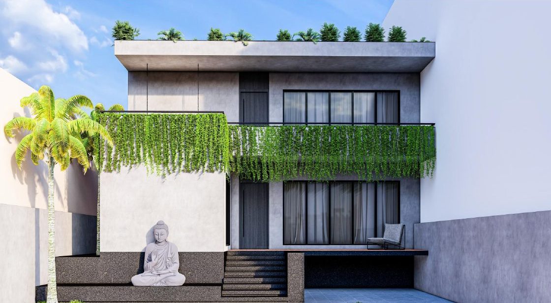 Facade render with balcony planting